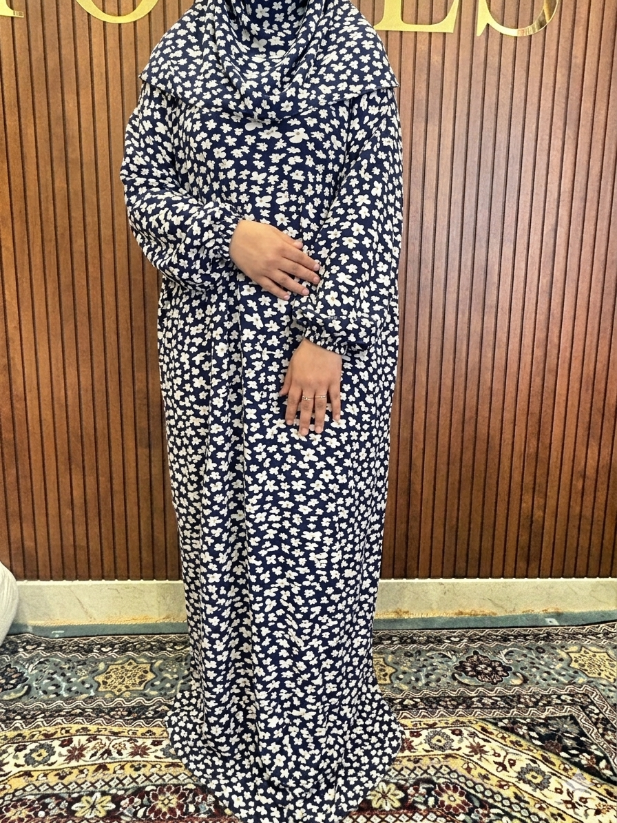 Jersey Flower Prayer Dress with attached Makhna
