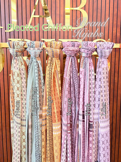Pleated Chiffon Brand Print Hijabs 1