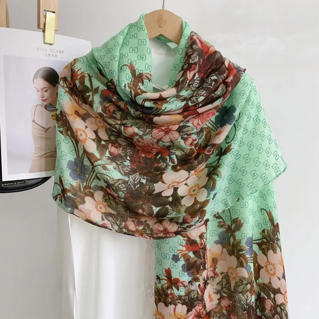 Blossom Ink Floral Printed Viscose Scarf