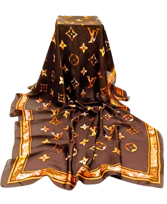 Brown Star 🌟 Printed Silk Scarf