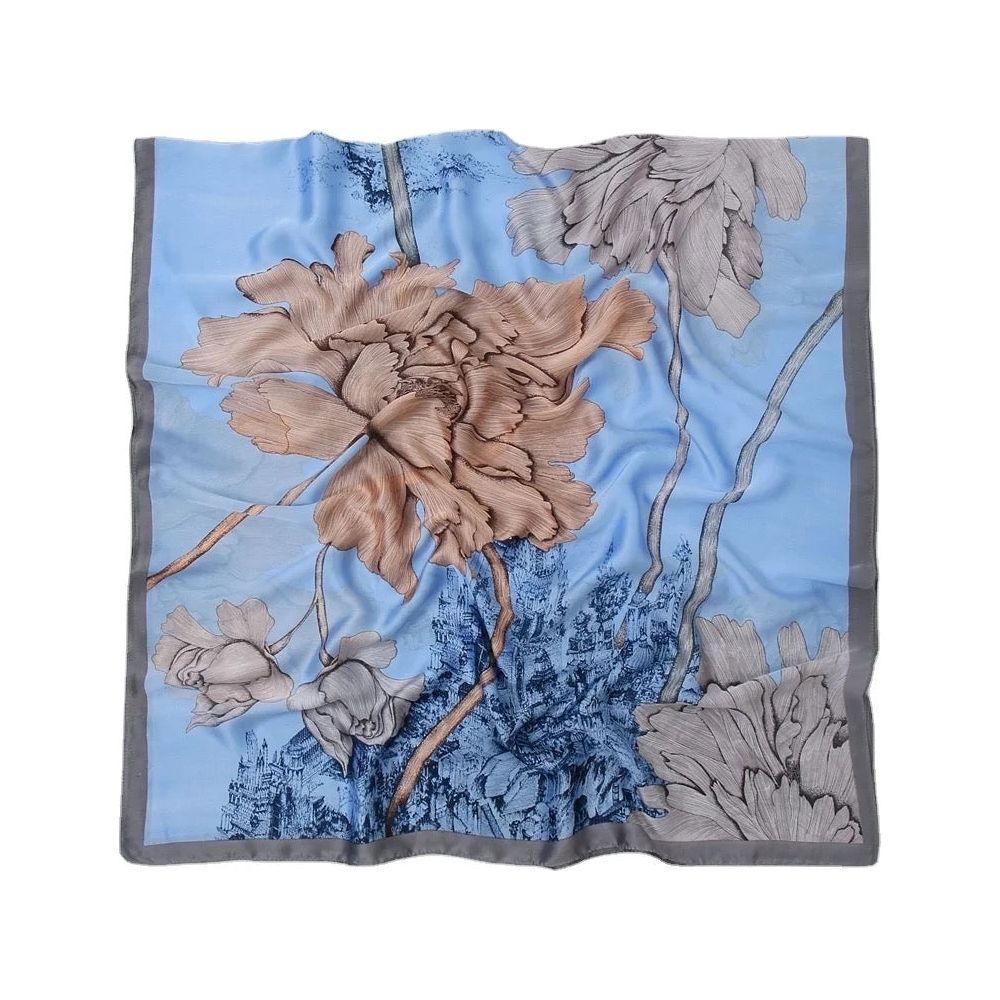 Ink Blue Royal Printed Silk Scarf