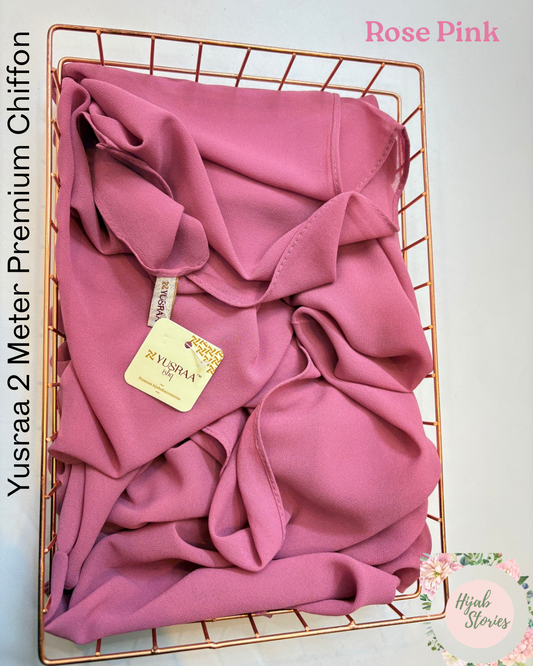 Rose Pink Yusraa 2 Meter Chiffon Hijabs
