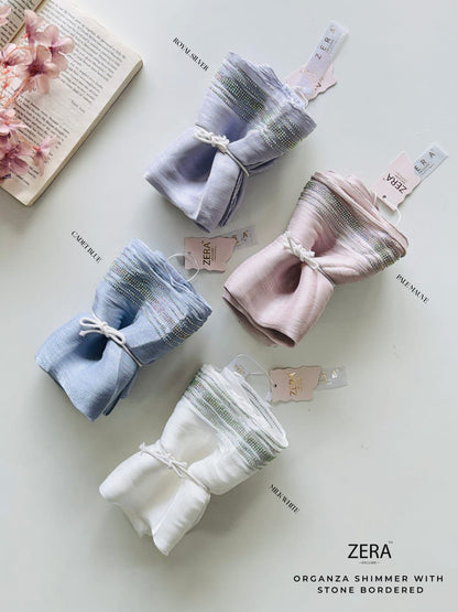 ZERA ORGANZA SHIMMER WITH STONE BORDERED