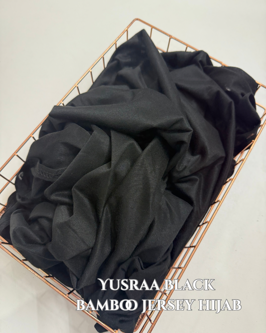 Yusraa Black Bamboo Jersey Hijabs