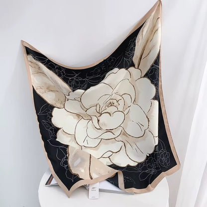Black Meadow Whisper Printed Square Scarf