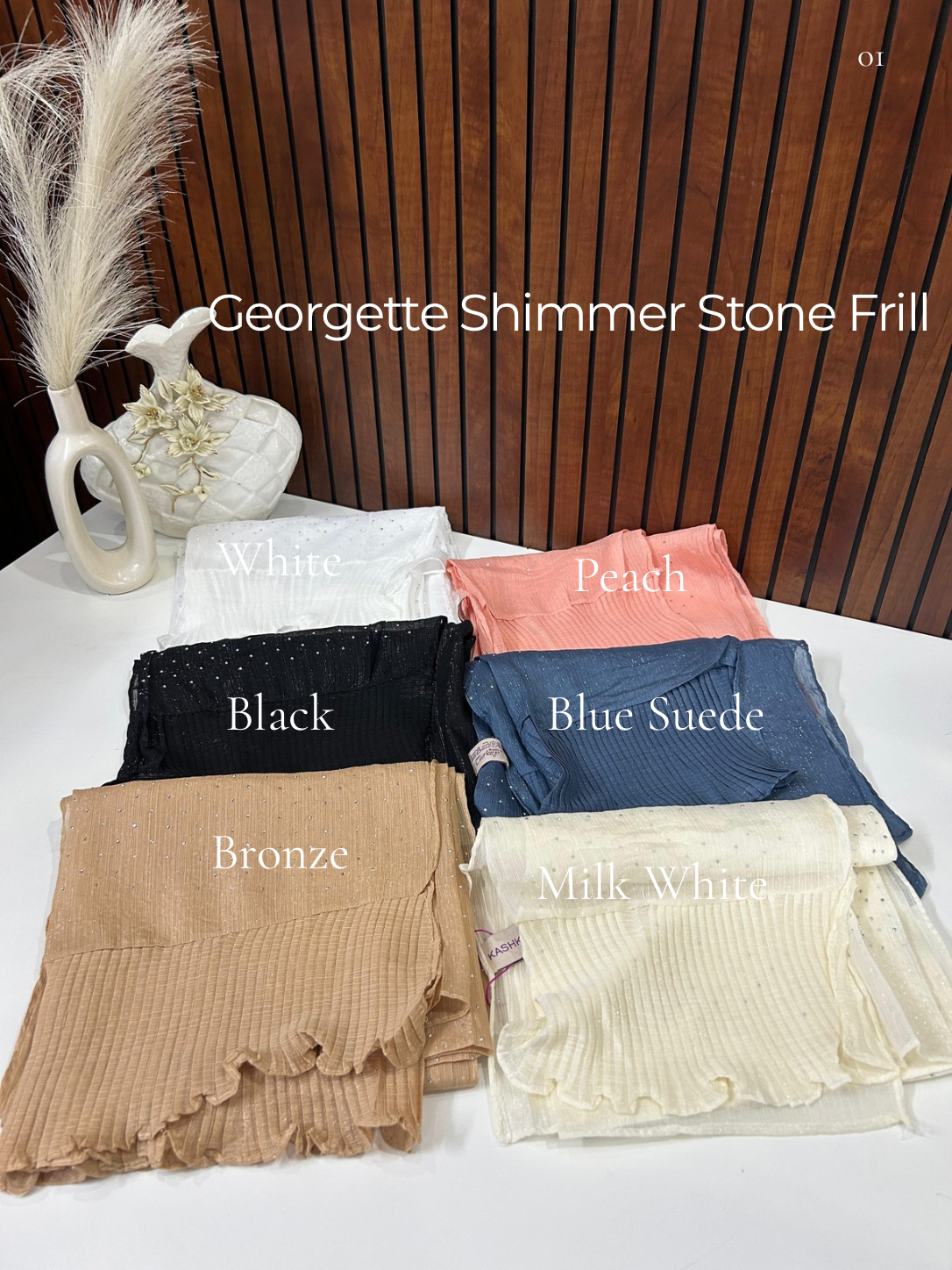 Georgette Shimmer Stone Frill Hijabs Summer Edition 26’