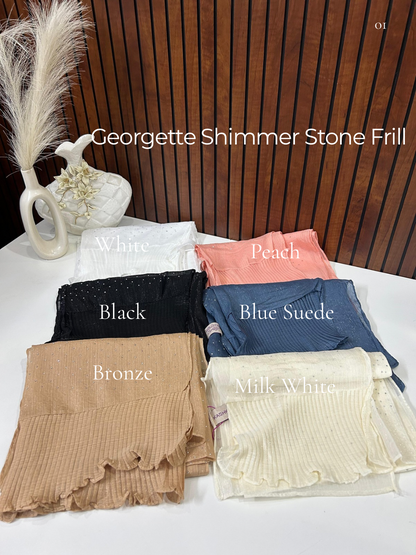 Georgette Shimmer Stone Frill Hijabs Summer Edition 26’