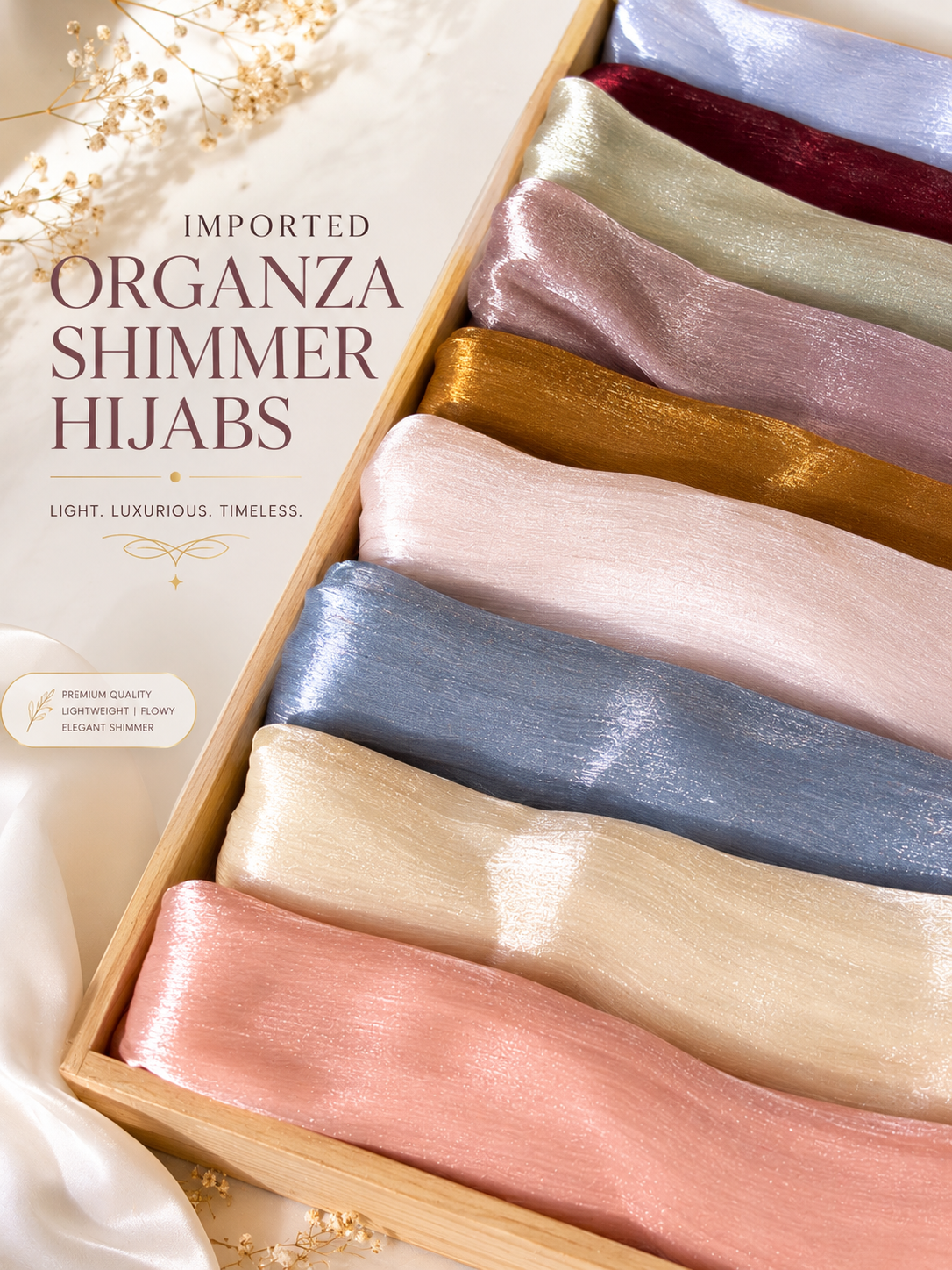 Imported Organza Shimmer 2M Hijabs Monsoon 26'