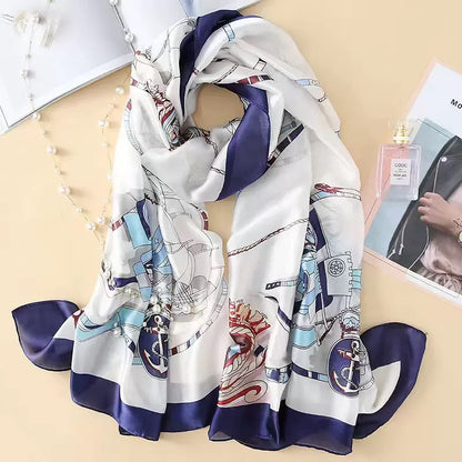 Linear Ship Printed Silk Scarf Summer Edition 26'