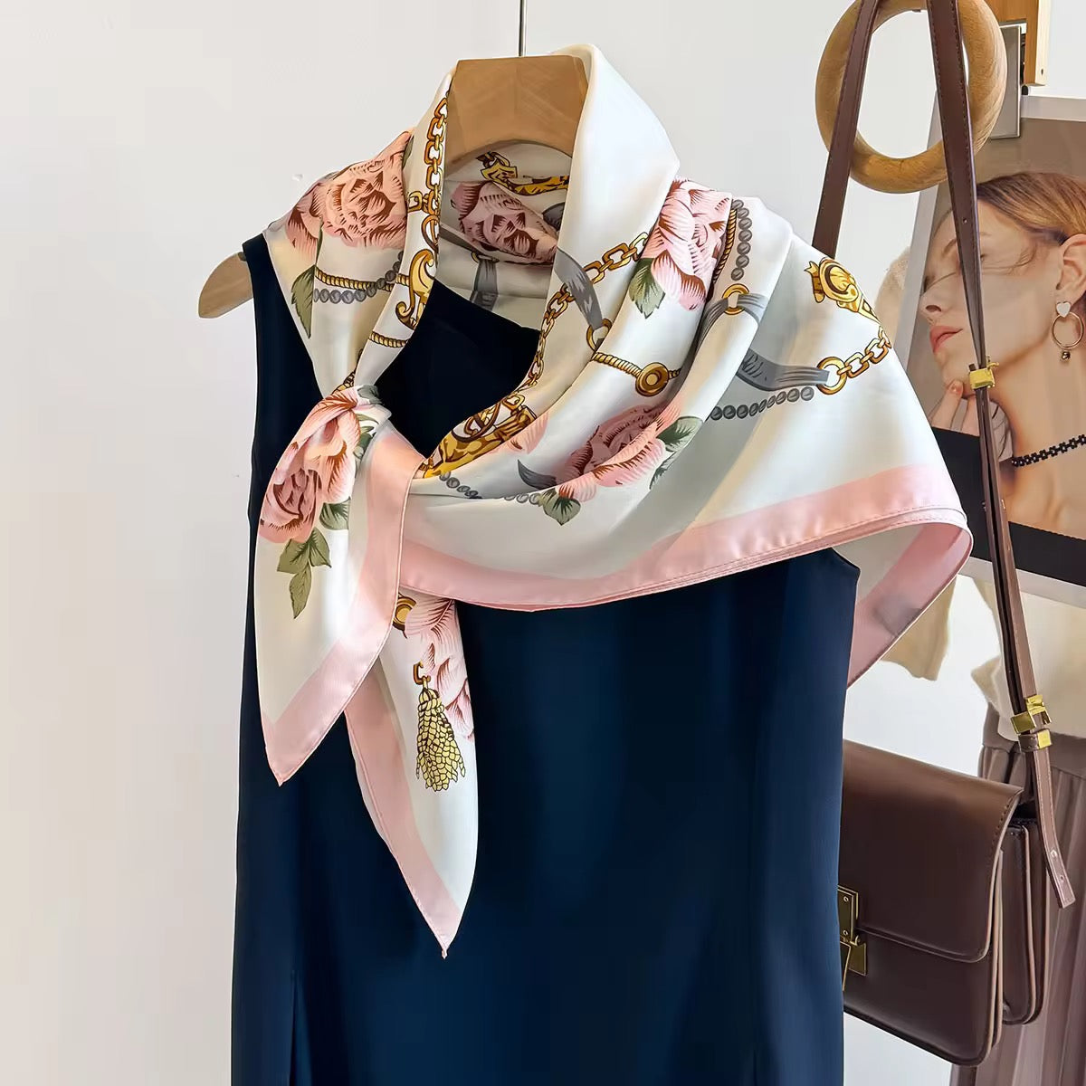Sierra Bloom Pink Printed Square Scarf