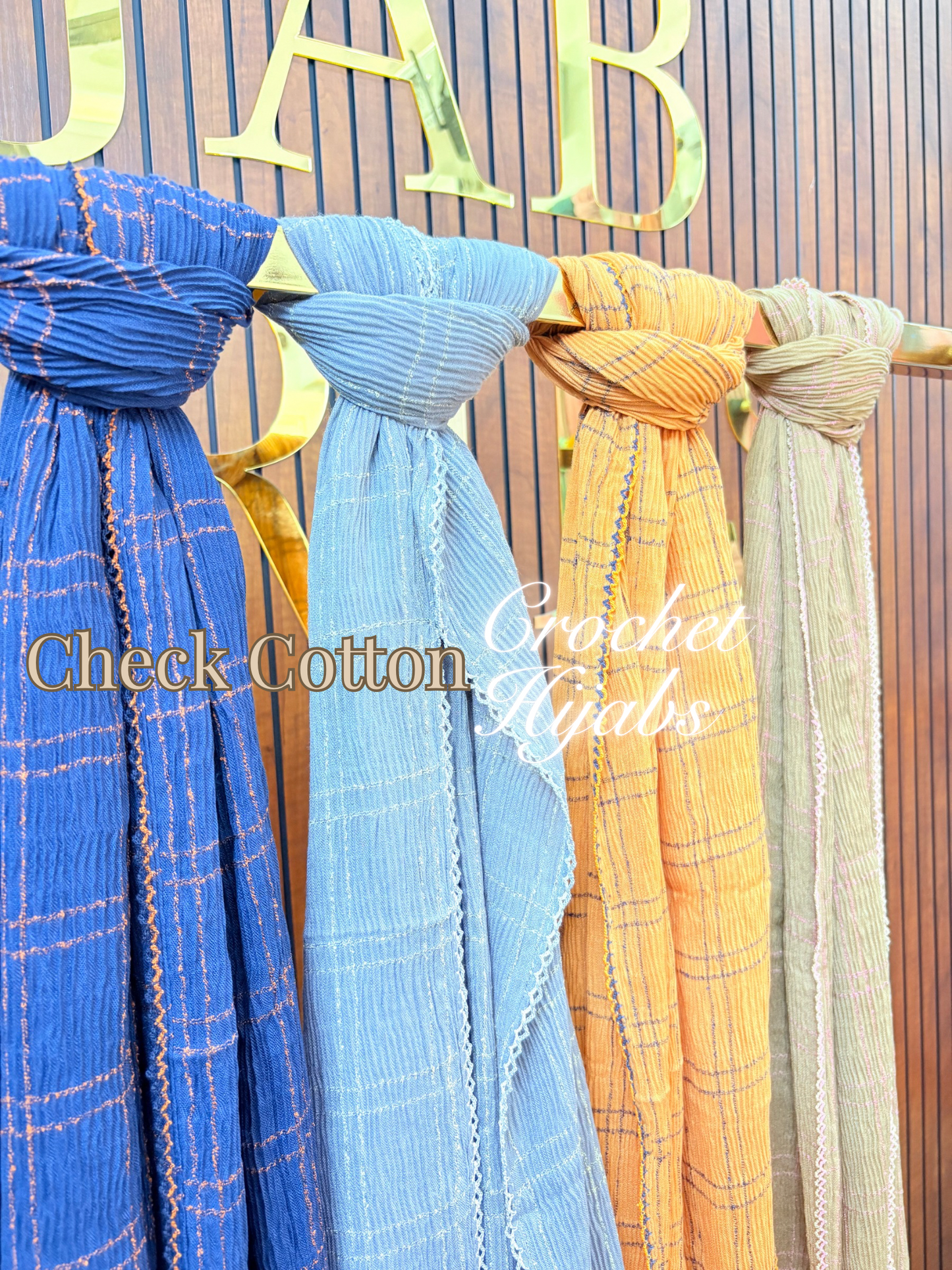 Check Cotton Crochet Hijabs
