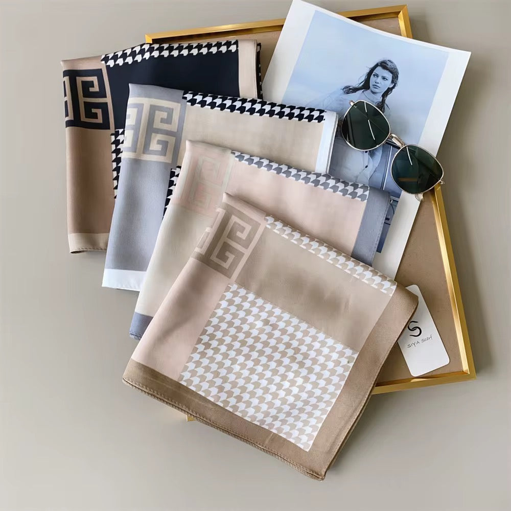 Horizon Silver Printed Square Scarf