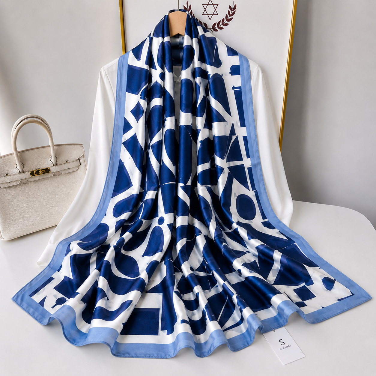 Blue Timeless Printed Silk Scarf