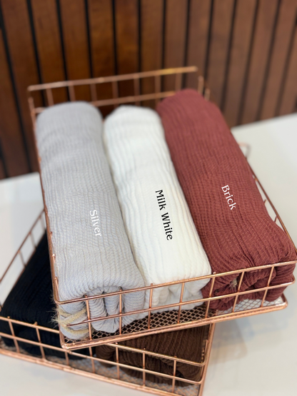 Pleated Cotton Fur Border Hijabs