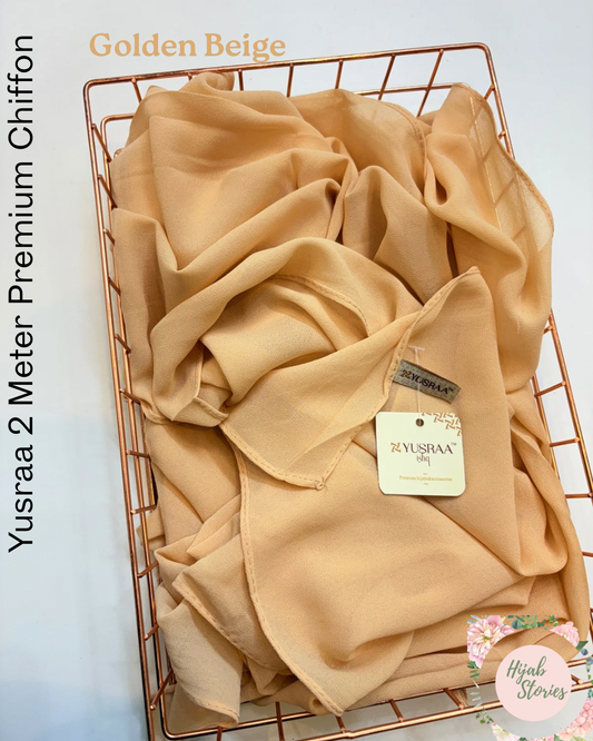 Golden Beige Yusraa 2 Meter Chiffon Hijabs