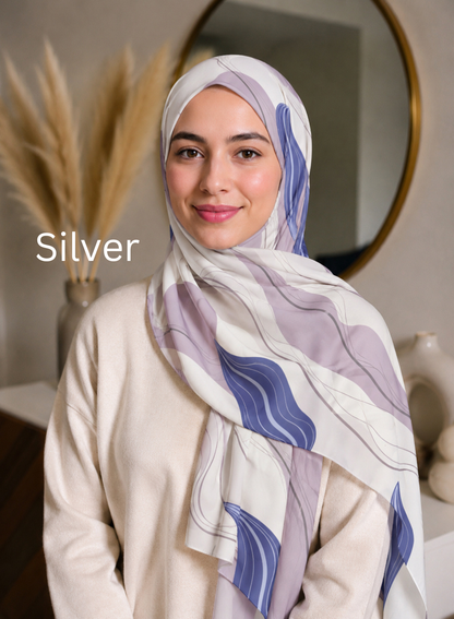 Digital Wave Print Imported Hijabs 2M