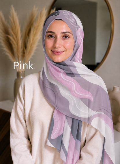 Digital Wave Print Imported Hijabs 2M