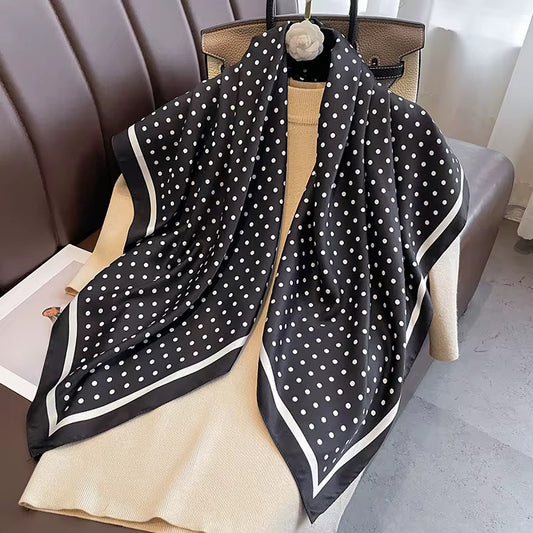 Polka Dots Black Printed Square Scarf