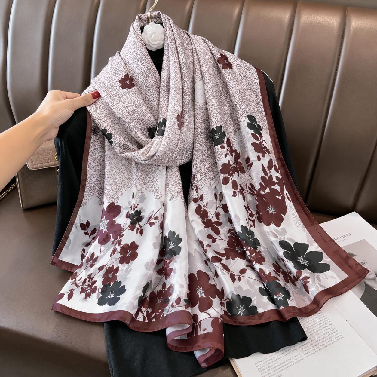 Misty Lilac Printed Silk Scarf