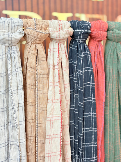 Check Cotton Crochet Hijabs