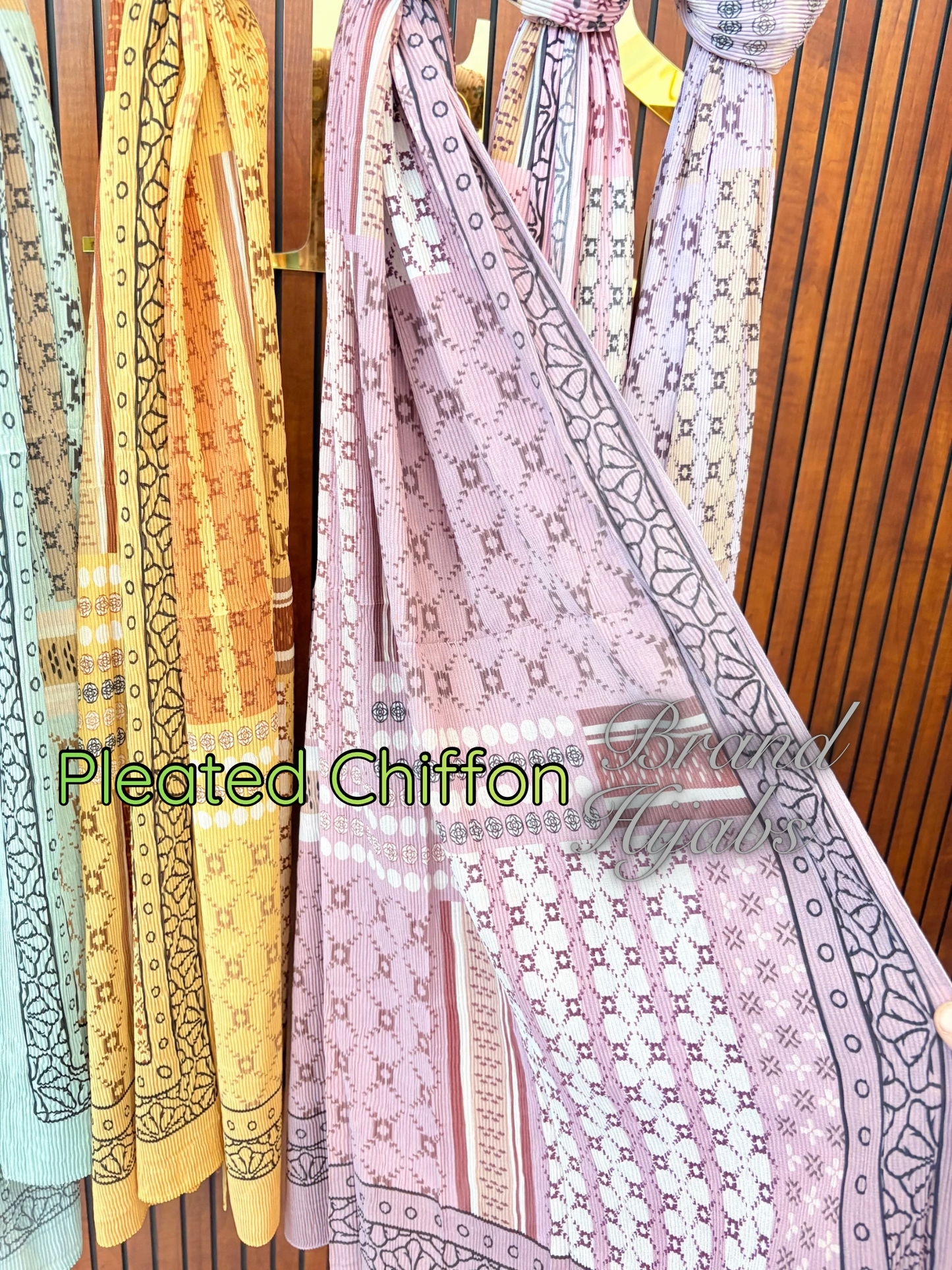 Pleated Chiffon Brand Print Hijabs 1