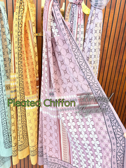 Pleated Chiffon Brand Print Hijabs 1
