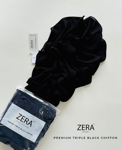 Zera Tripple Black Chiffon Hijab Summer 26’