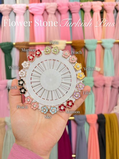 Flower Stone Hijab Turkish Pins