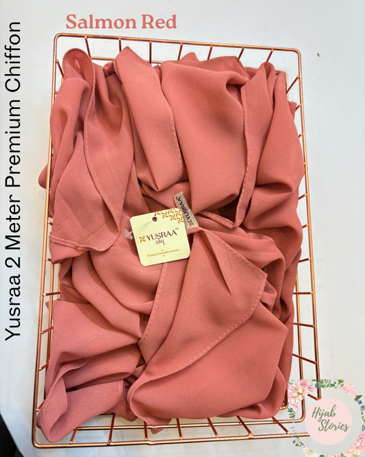 Salmon Red Yusraa 2 Meter Chiffon Hijabs