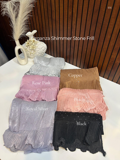 Organza Shimmer Stone Frill Hijabs Summer Edition 26’
