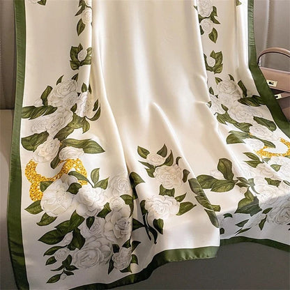 Graceful Green Printed Silk Scarf