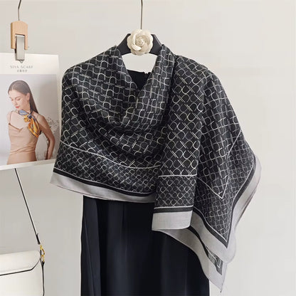 Tara Black Printed Viscose Scarf