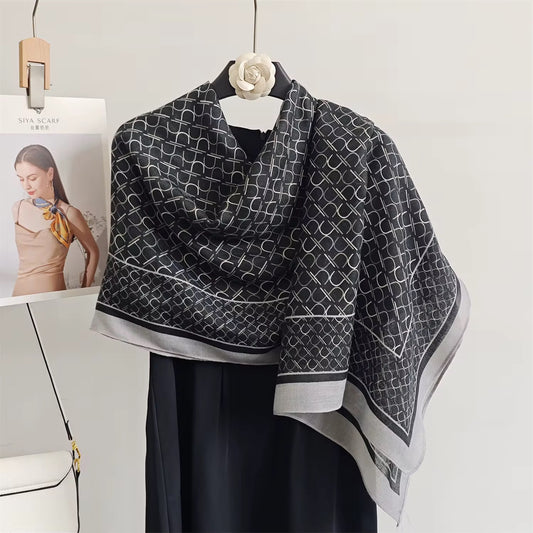 Tara Black Printed Viscose Scarf