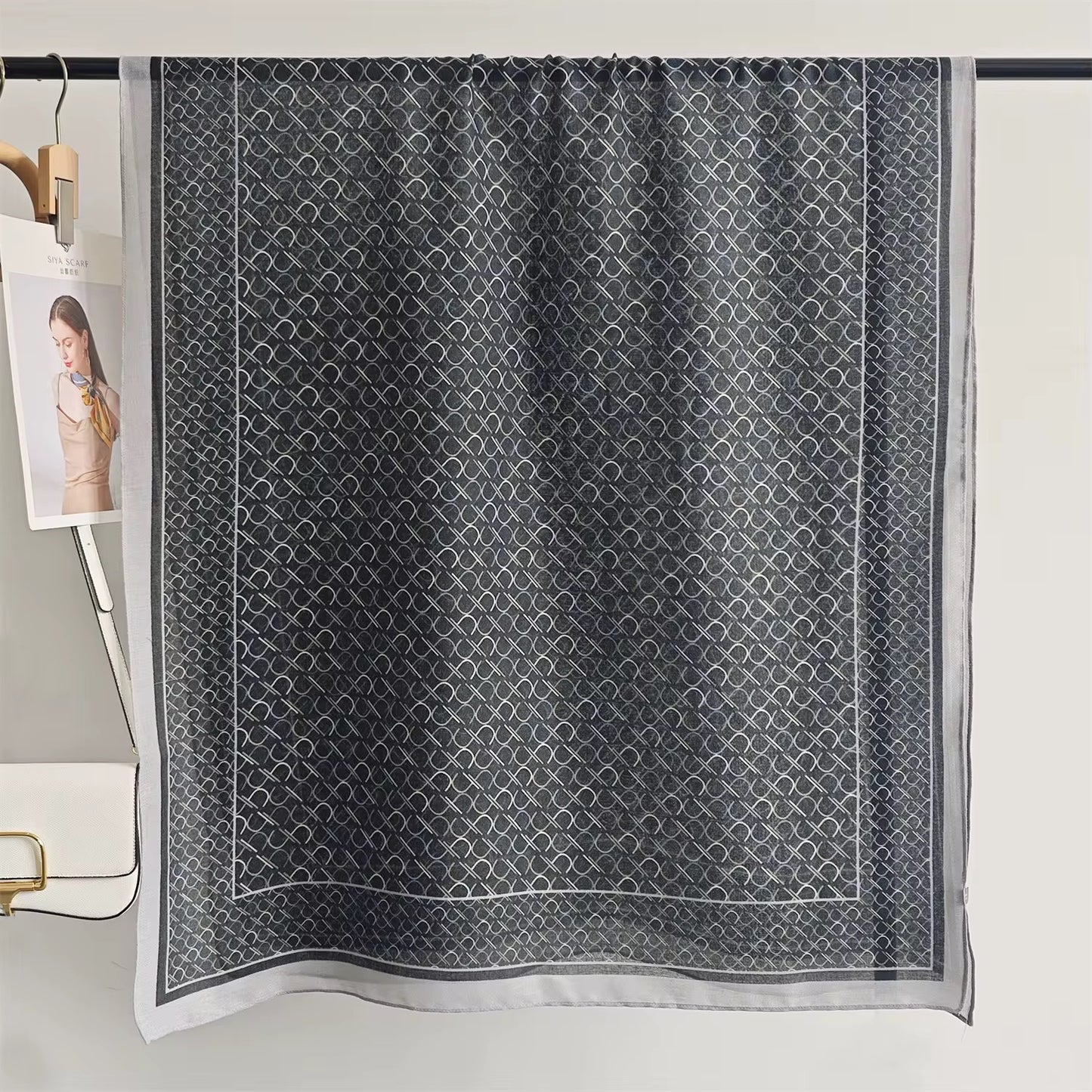 Tara Black Printed Viscose Scarf