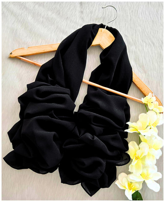 Premium Jet Black Chiffon Hijabs