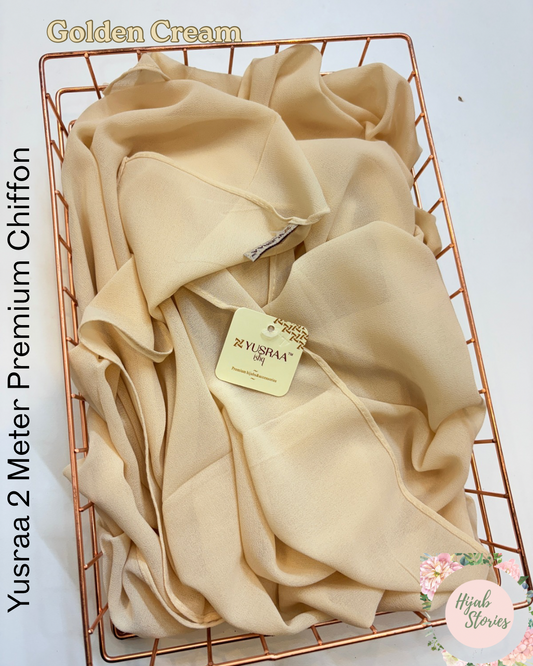Golden Cream Yusraa 2 Meter Chiffon Hijabs