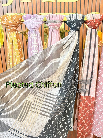 Pleated Chiffon Brand Print Hijabs 2
