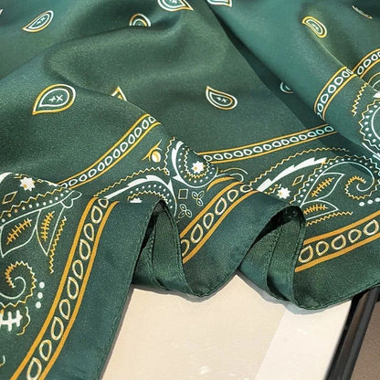 Elegant Emerald Printed Silk Scarf