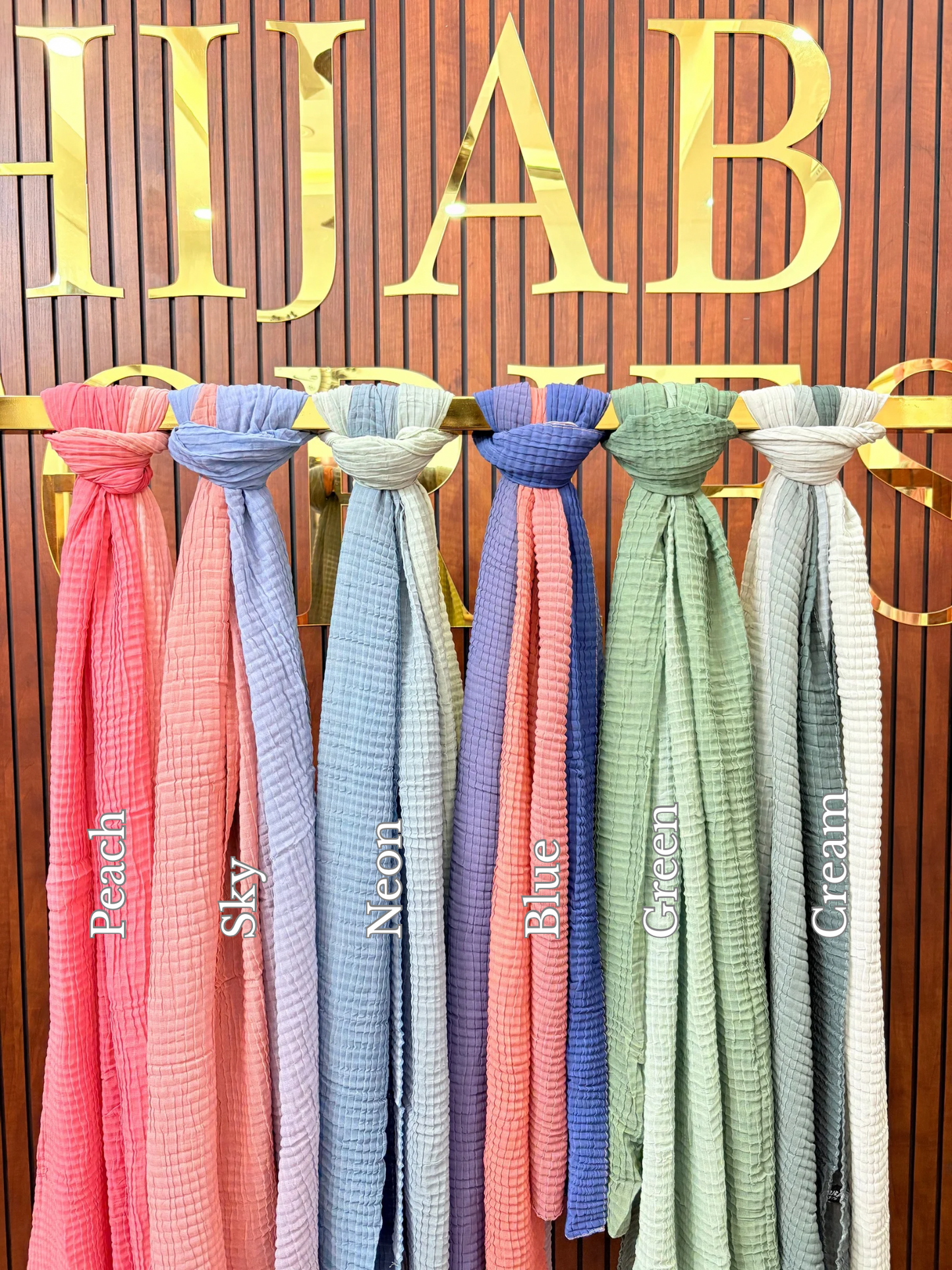 Check Cotton Pleated Hijabs