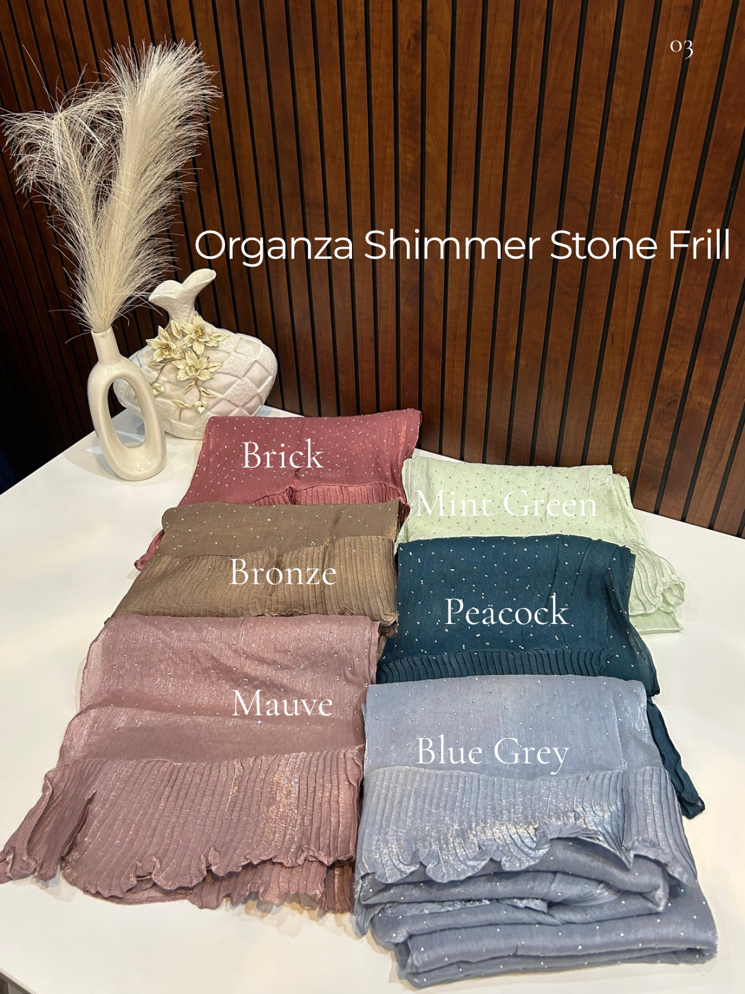 Organza Shimmer Stone Frill Hijabs Summer Edition 26’