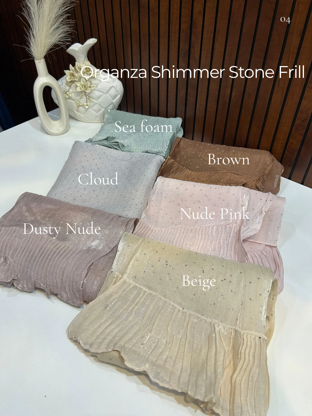 Organza Shimmer Stone Frill Hijabs Summer Edition 26’