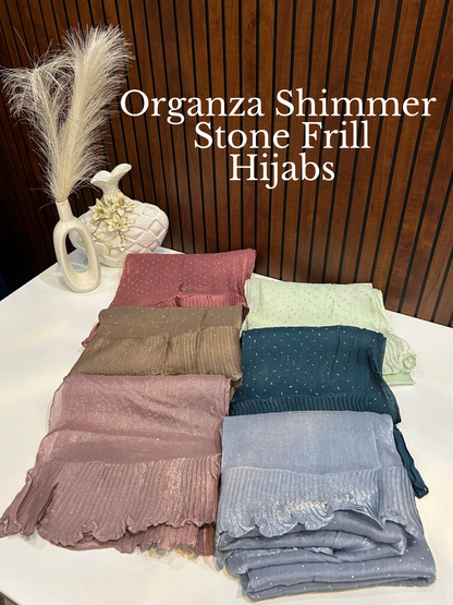 Organza Shimmer Stone Frill Hijabs Summer Edition 26’