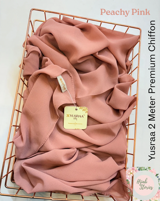 Peachy Pink Yusraa 2 Meter Chiffon Hijabs