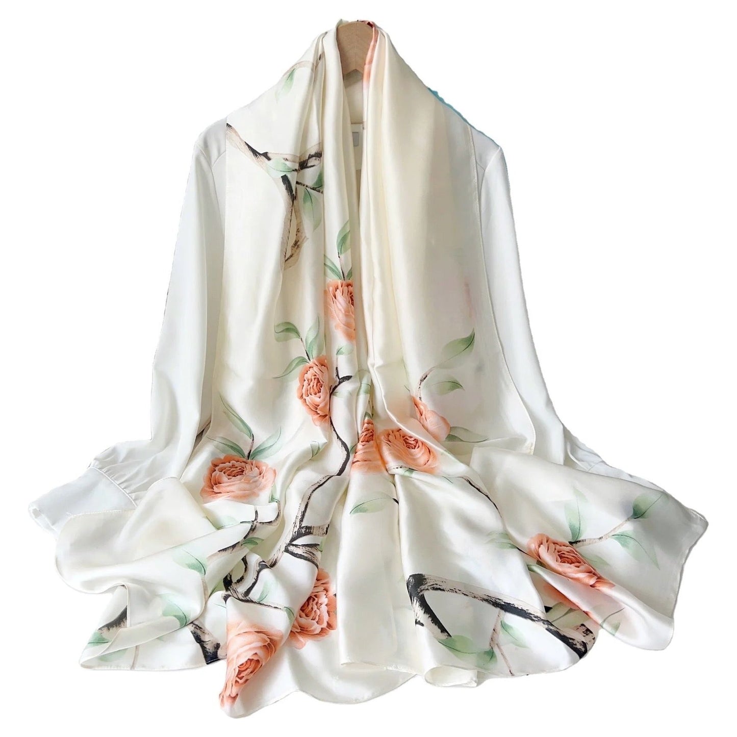 Radiant Roses Printed Silk Scarf