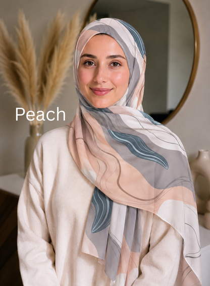 Digital Wave Print Imported Hijabs 2M