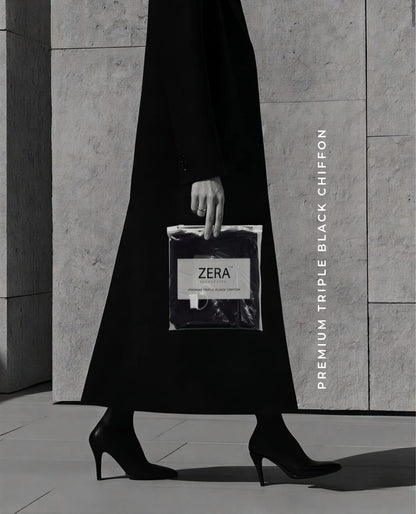 Zera Tripple Black Chiffon Hijab Summer 26’