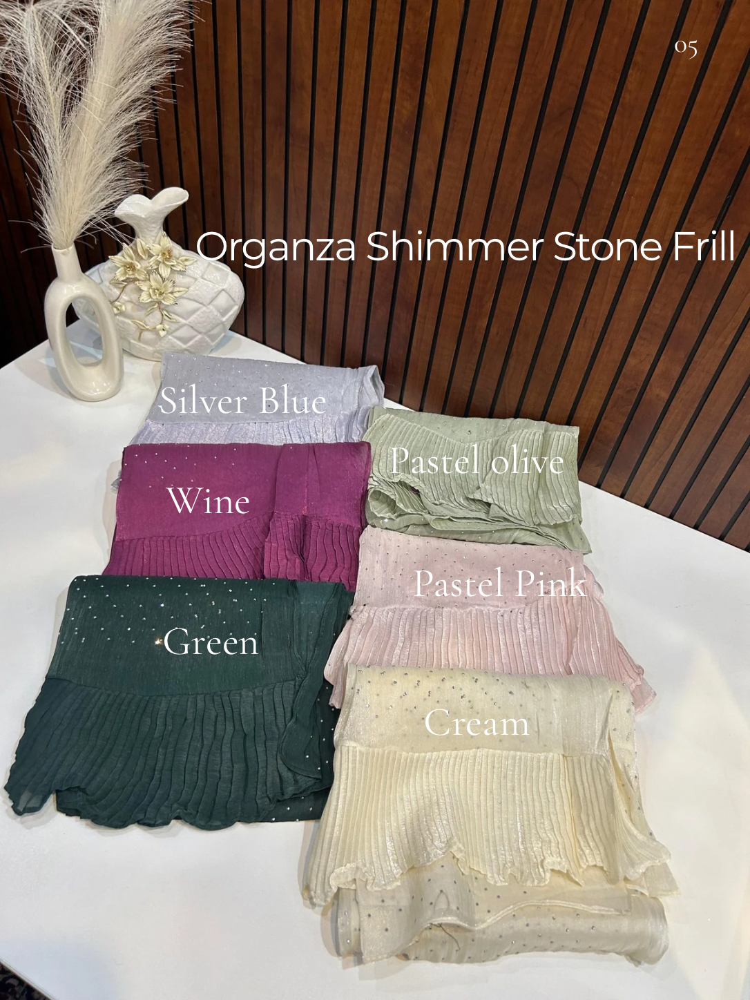 Organza Shimmer Stone Frill Hijabs Summer Edition 26’