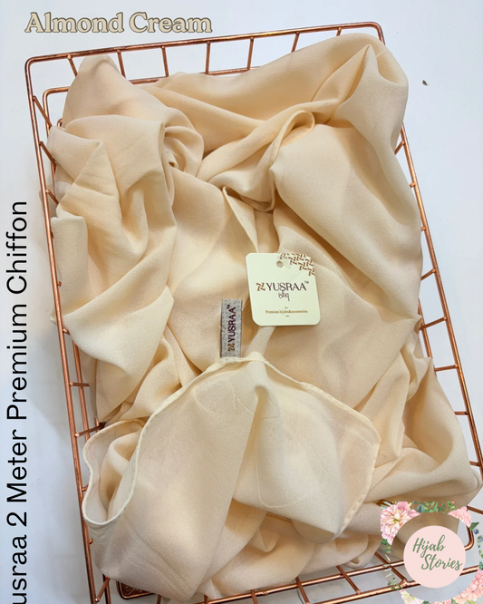 Almond Cream Yusraa 2 Meter Chiffon Hijabs