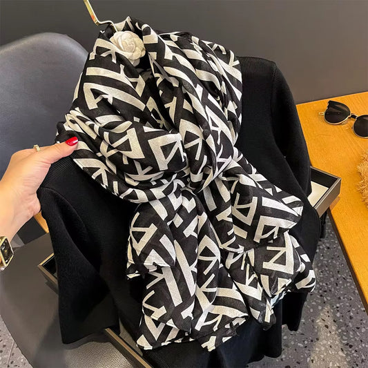 White FA Printed Viscose Scarf