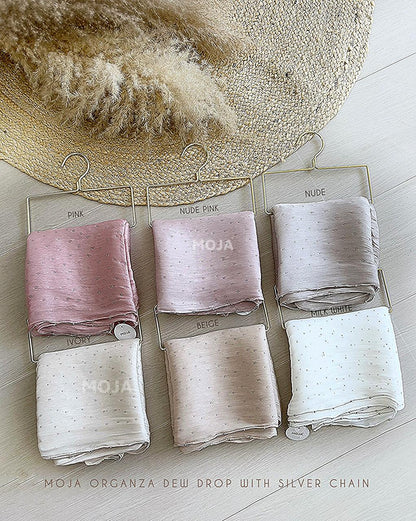 MOJA Organza Dew Drop With Silver Chain Hijabs